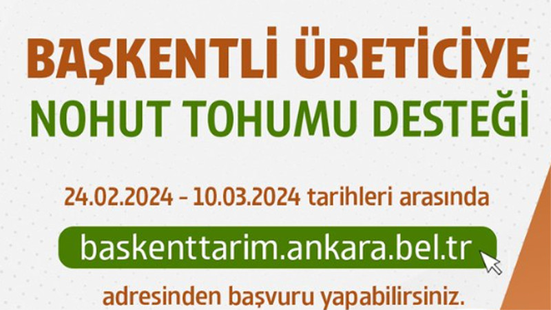 Ankara Çiftçisine Nohut Tohumu Desteği Başlıyor