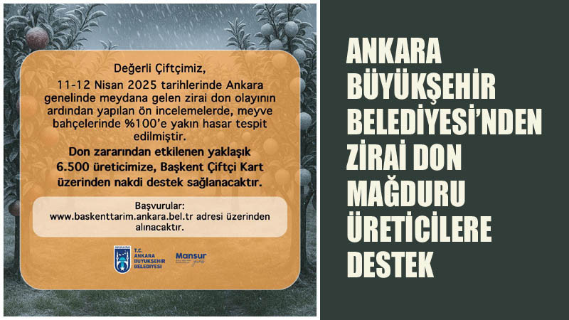 Ankara'da Don Mağduru Çiftçilere Büyük Destek