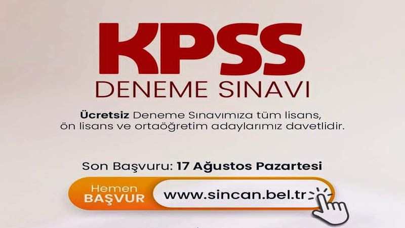 Sincan Belediyesi'nden Ücretsiz KPSS Deneme Sınavı